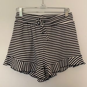NEW! VICI Black and White Striped Shorts with Ruffle bottom